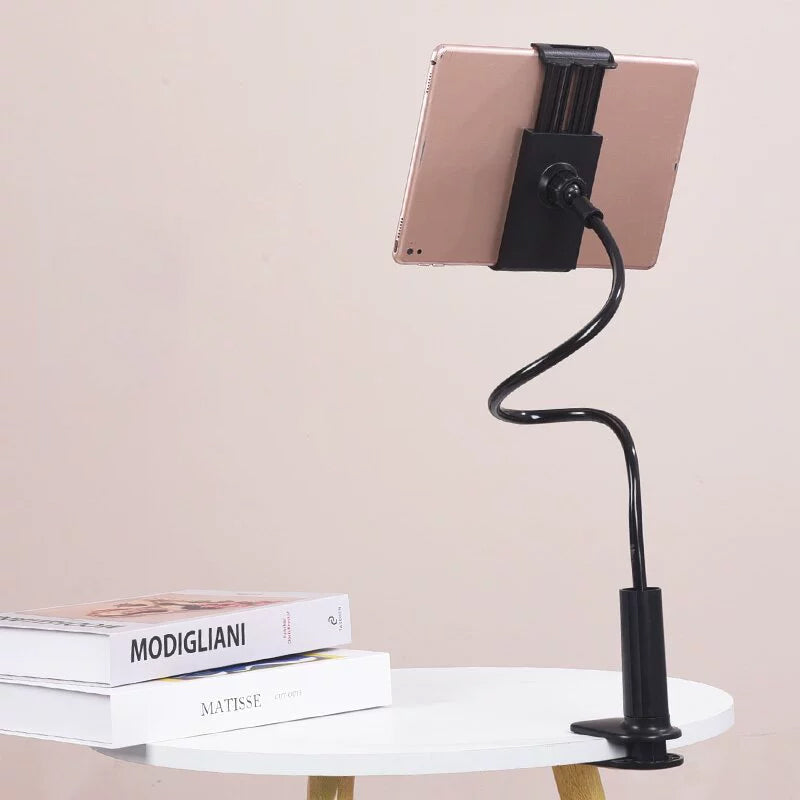 For IPad Tablet, Phones, Desktop Bed Flexible Long Arms Lazy Stand Clip Holder---Black