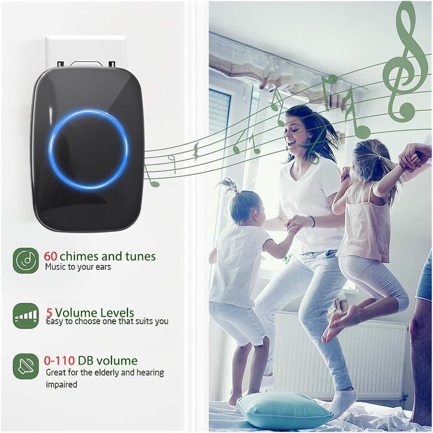 10 0 0ft Wireless Door Bells Waterproof Long Range Battery Home Cordless Doorbell