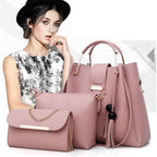 Womens Purse And Handbag 3Pcs Bag Set Tassel Tote Clutch Satchel