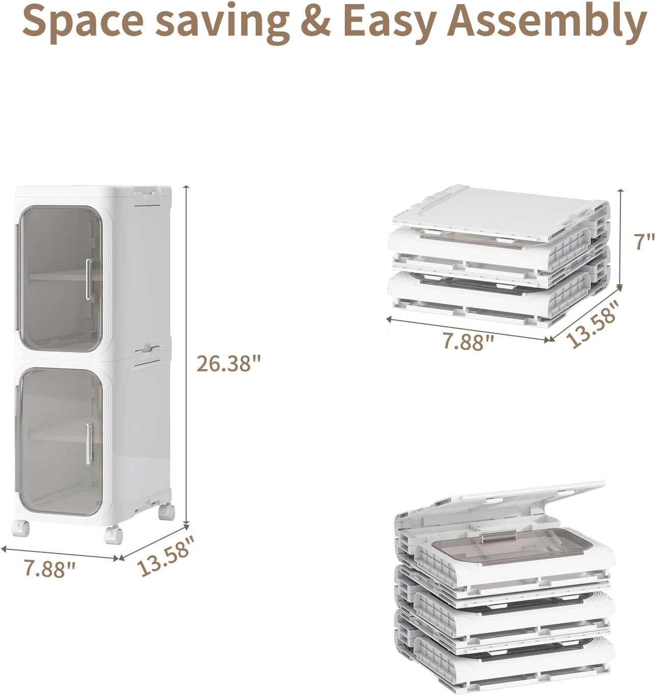 2 Tiers Slim Narrow Storage Cabinet Drawer Bathroom Bedroom