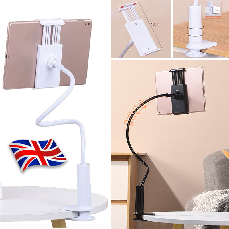 For IPad Tablet, Phones, Desktop Bed Flexible Long Arms Lazy Stand Clip Holder---Black