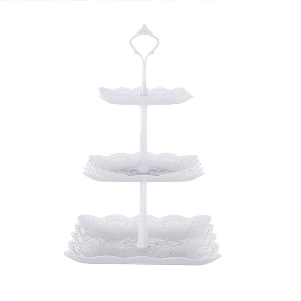 Elegant 3-Tier Square Cake Stand Set - 2Pcs Plastic Dessert Tower For Tea Parties And Weddings Office & School Supplies